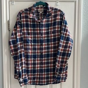 J. Crew Red Blue Casual Button Down Shirt Flannel Mens Large Outdoors Hiking